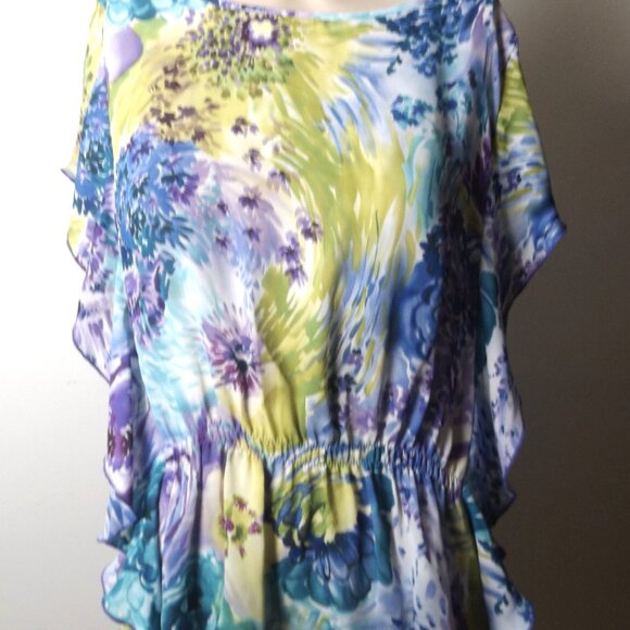 Vintage 80s 90s INVESTMENTS Floral Blouse – Size Large, Bright Retro Vibes - Picture 4 of 7